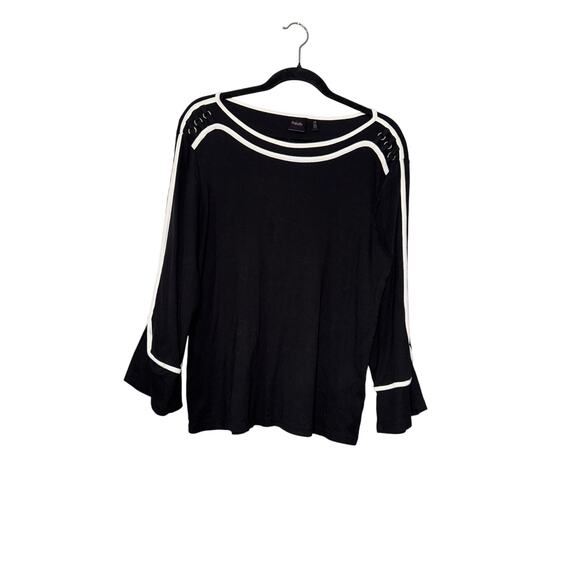 Rafaella Black and White Long Sleeve Top - Picture 1 of 3